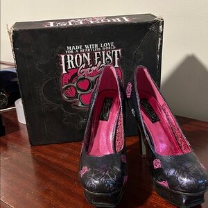 Roses & skulls High heel platform